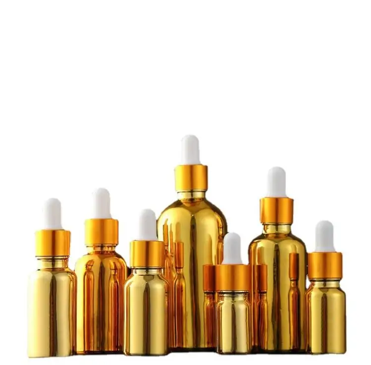 Gold Silver Coated Glass Essential Oil Perfume Bottles Liquid Reagent Dropper Bottle 5ml 10ml 15ml 20ml 30ml 50ml 100ml SN1143