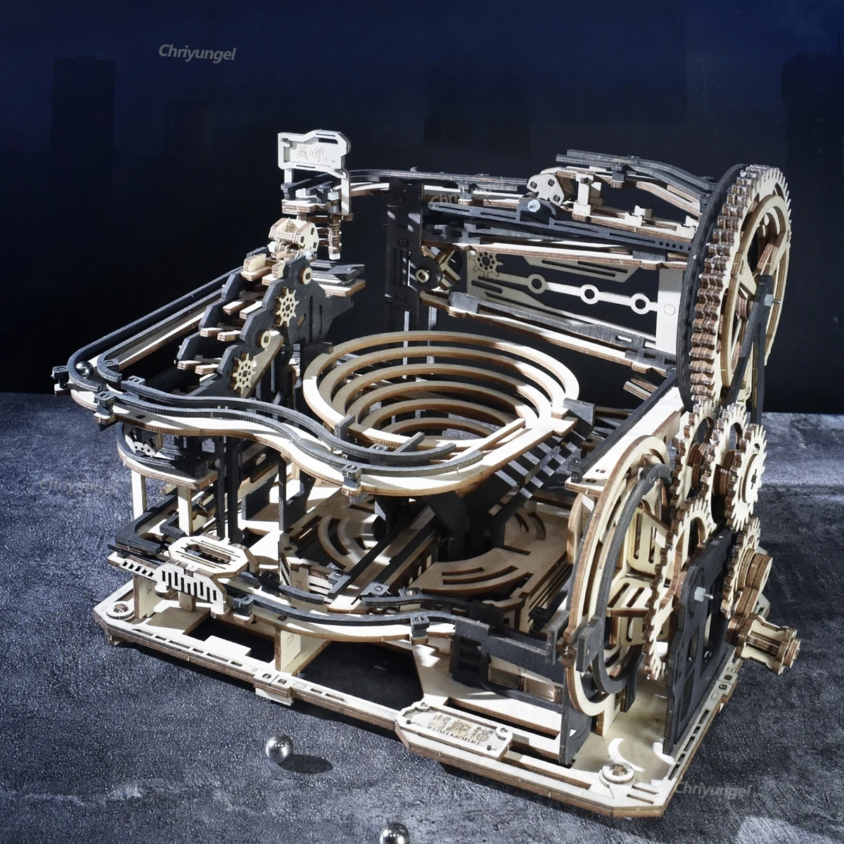 クリュンゲル 3D木製マーブルランパズル DIY組み立てモデルキット ローリングボールトラック 頭脳ゲーム 大人、ティーン、子供向けギフト