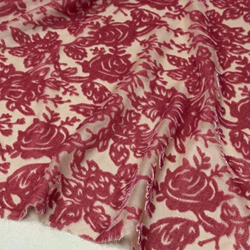 

Ткань из шелка тутового шелкопряда цвета розовой розы с цветочным узором, прозрачная, для юбок, пиджаков, модной одежды, дизайнерских проектов, для шитья своими руками