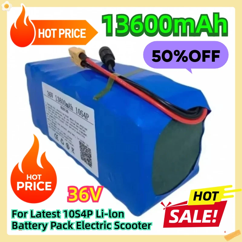 

13600mAh 36V For Latest 10S4P Li-lon Battery Pack Electric Scooter