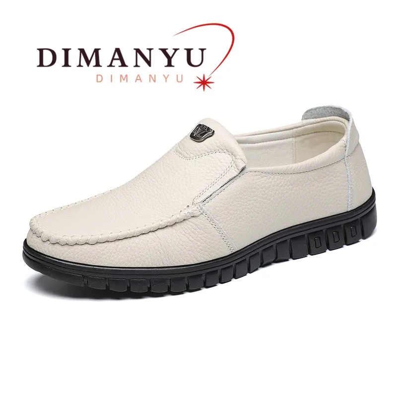 DIMANYU Men Genuine Leather Loafers Slip‑on Casual Shoes For Men Non‑Slip Business Driving Shoes Middle‑aged Father Shoes