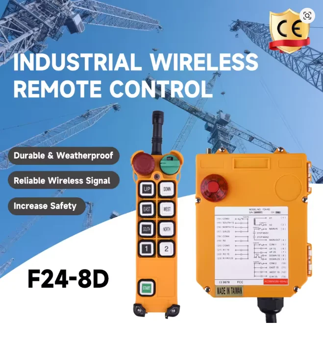 F24-8D 8 Buttons Double Speed Industrial Wireless Radio Crane Remote Control Switches Hoist Overhead Bridge Crane Controller