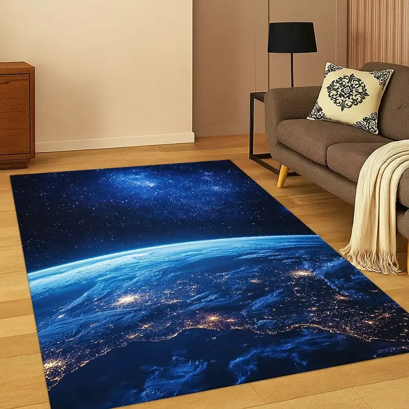 Universe Milky Way Space Stars Galaxy Earth Carpet Rug for Bedroom Living Room Sofa Doormat Home Decor,Kid Area Rug Non-slip