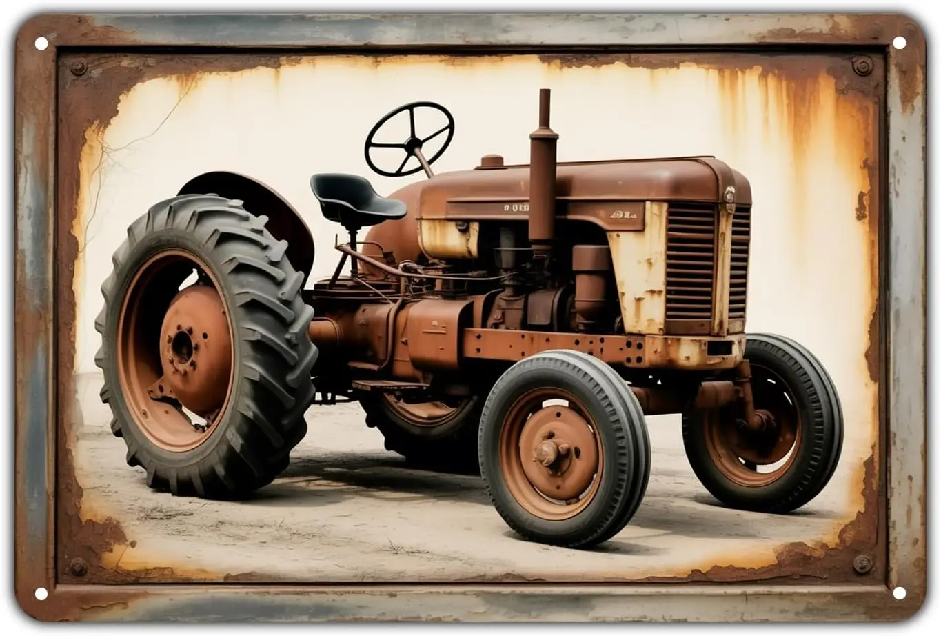 Rustic Tractor tin sign Vintage Farmhouse Metal Sign Print Aesthetic for Garden Yard Bar Porch Home Bedroom Kitchen Wall Decor G