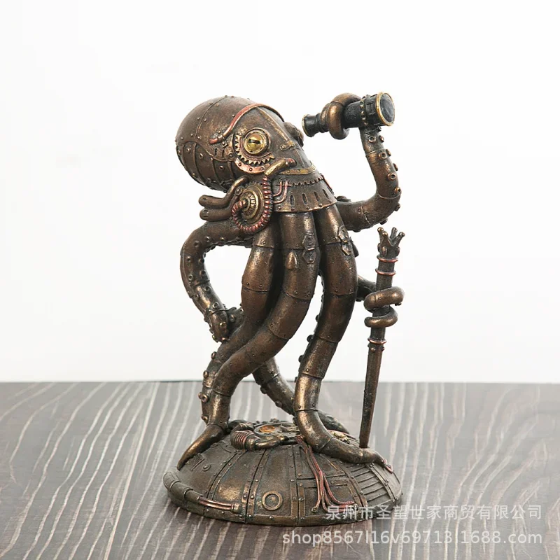 Resin Steampunk Cthulhu Mechanical Traveler Octopus Figurines Giant Kraken Marauder Simulation Home Living Room Decor