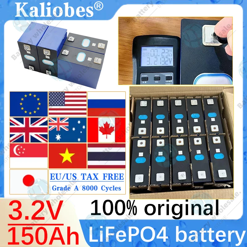 

New 3.2V 150Ah LiFePO4 battery phosphate Cell DIY 4s 12v 24V Motorcycle Electric Car travel Solar inverter Batteries Duty-free