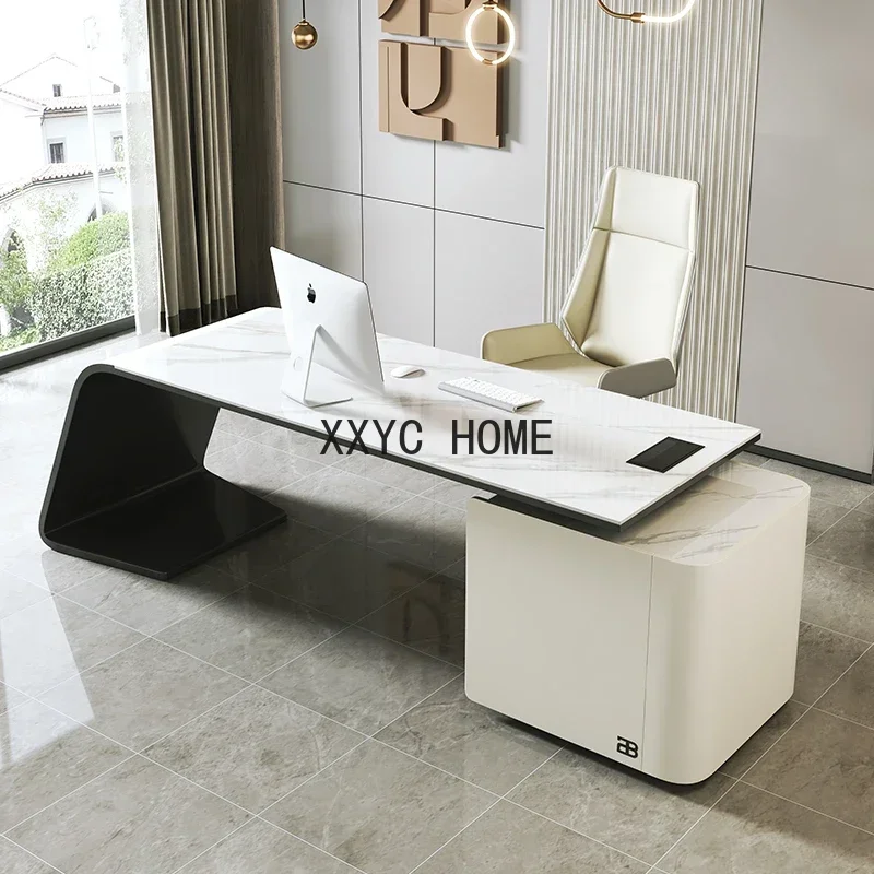 Light Luxury Corner Desk Stone Plate Desk Modern Simple and High-End