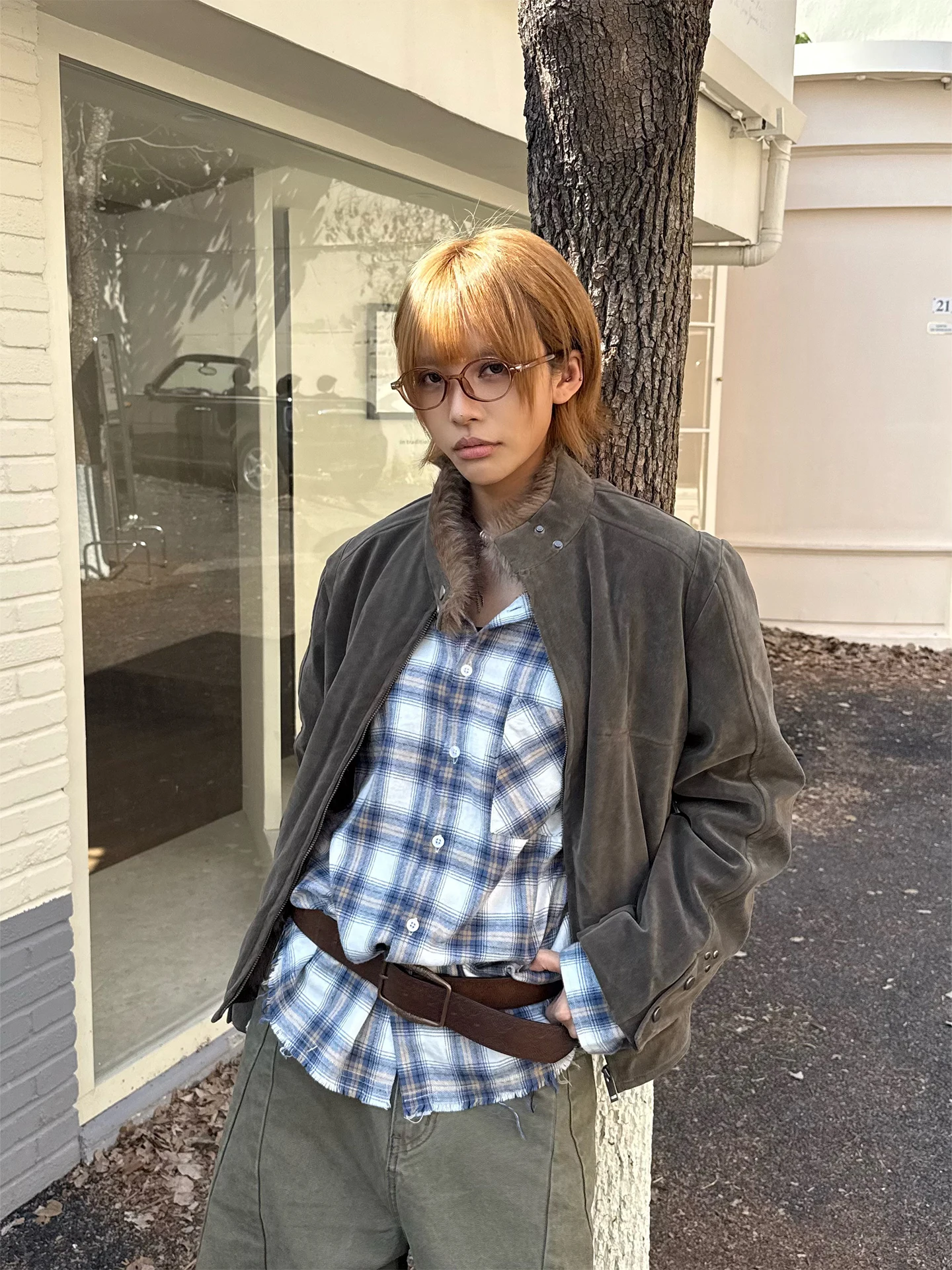 

Don Cry Ретро Замшевое пальто с воротником-стойкой и воротником-стойкой, зимнее новое пальто высокого класса в американском стиле