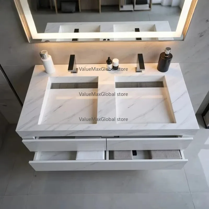 Bathroom Double Vanity Sink - Equipped with Matching Cabinet