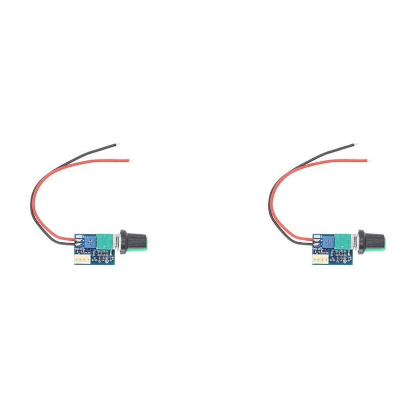 2X DC 12V Adjustable 0%-100% PWM Fan Speed Controller With Knob Switch 4 Wire Fan Speed Governor Noise Reduction