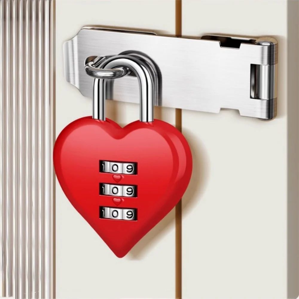 3 Digit Heart-shaped  Password Lock Couple Love Lock Mini Suitcase Lock for Travel Accessories Valentine's Day Wedding Gift