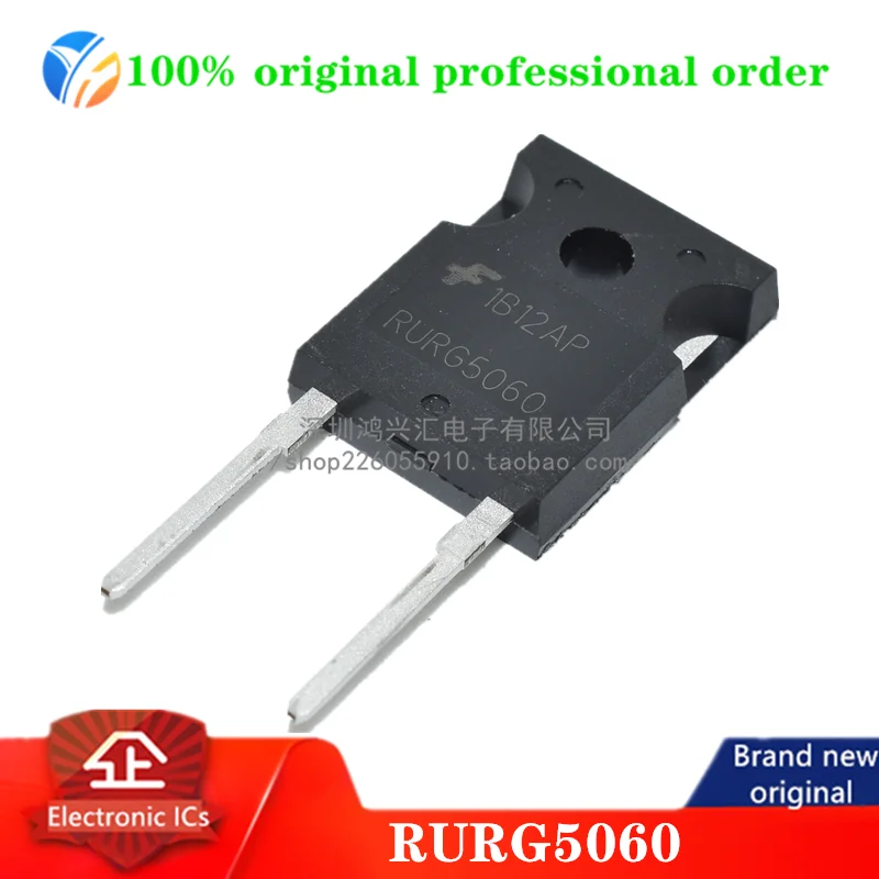 100% original RURG5060 Rectifier Diode Switching 600V 50A 75ns 2-Pin(2+Tab) TO-247 Tube