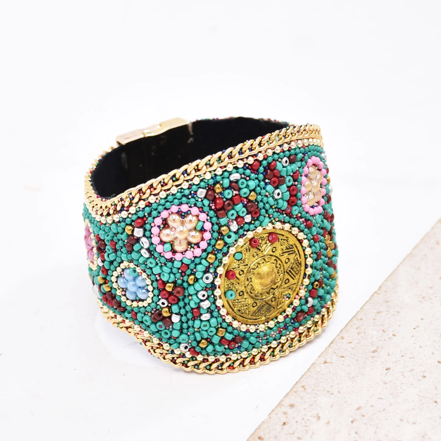 Ethnic Green Full Cover Rice Beads Gift Women Party Dress Bracelet Jewelry Accessories Fashion Design