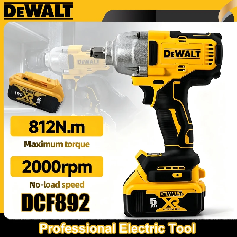 Dewalt DCF892 High Torque Brushless Wireless Impact Wrench For 18V Battery Electric Tool 812N.m Powerful Portable Torque Wrench