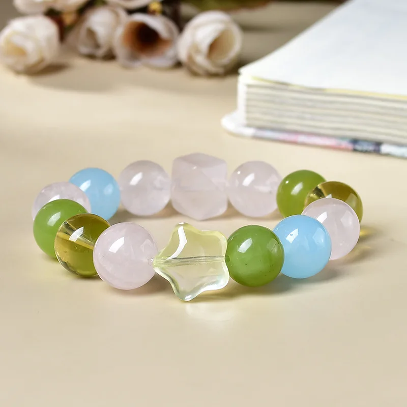 سوار كريستال طبيعي متعدد الكنز للرجال والنساء سوار محظوظ أنيق فاخر خفيف، هدية