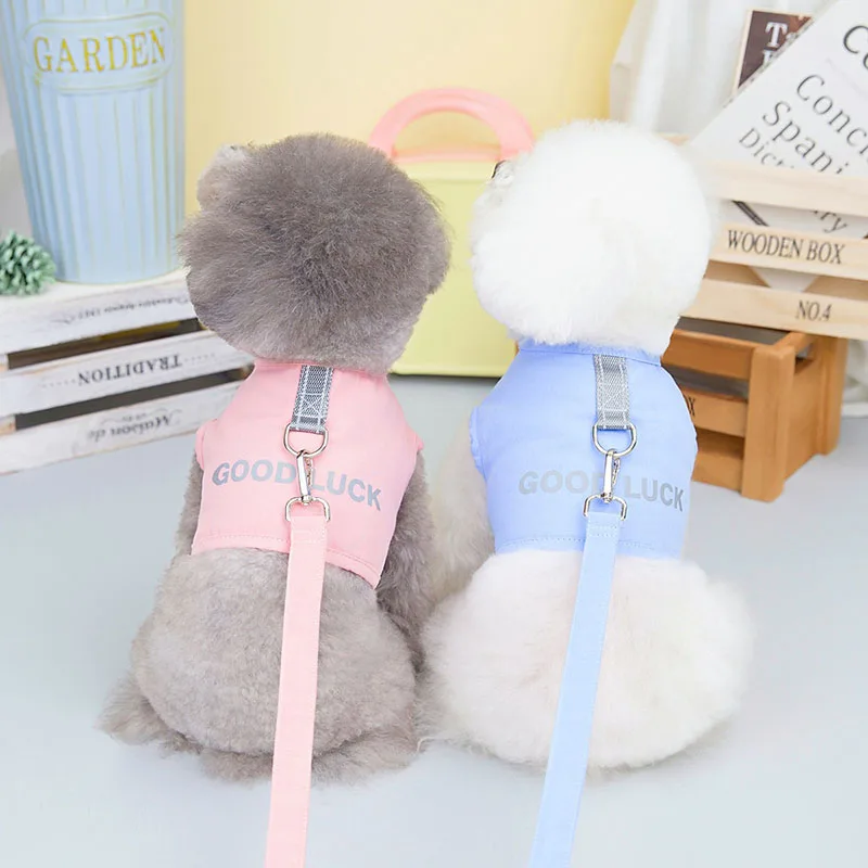 Dog Harness Clothes Vest Pet Harness Leash Set for Small Medium Dogs T-shirt Yorkie Chihuahua Clothing Outdoor Dog Accessories