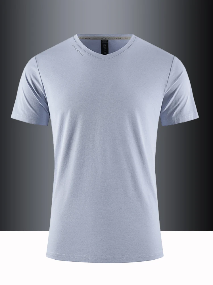 

Ice Silk ort Sve T-irt Men's V-ne Qui Dry Outdoor Sports Running Fitn Chien Heart Ne Breathable Elastic Cas...