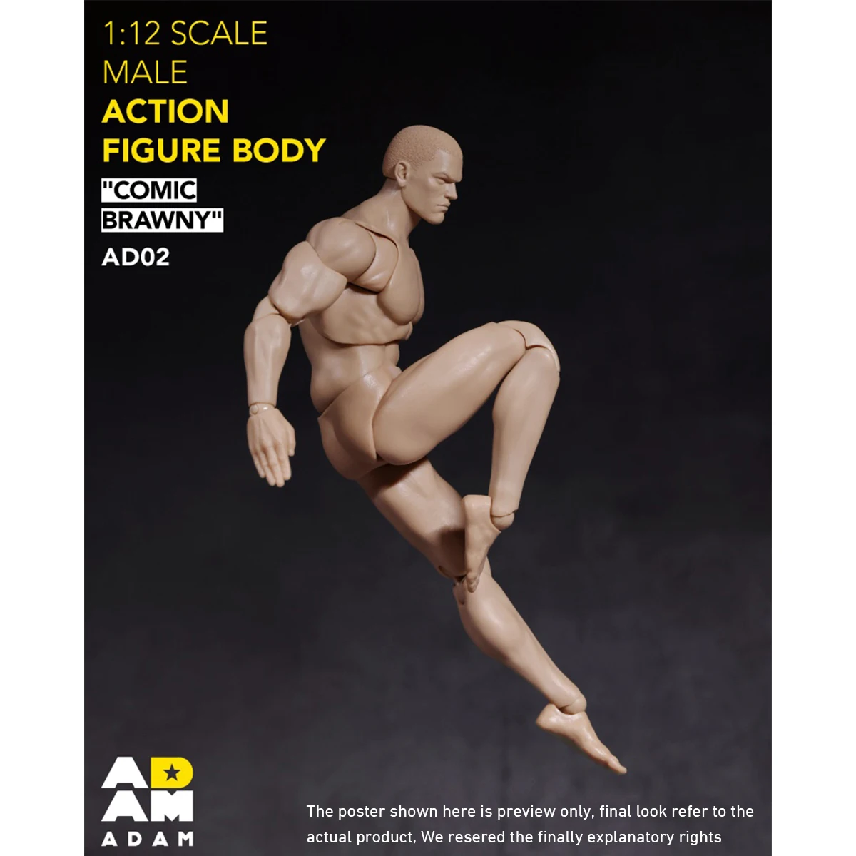 

HIPLAY ADAM Articulated Joints Male Super Strong Comic Style 1/12 Scale Action Figure Body