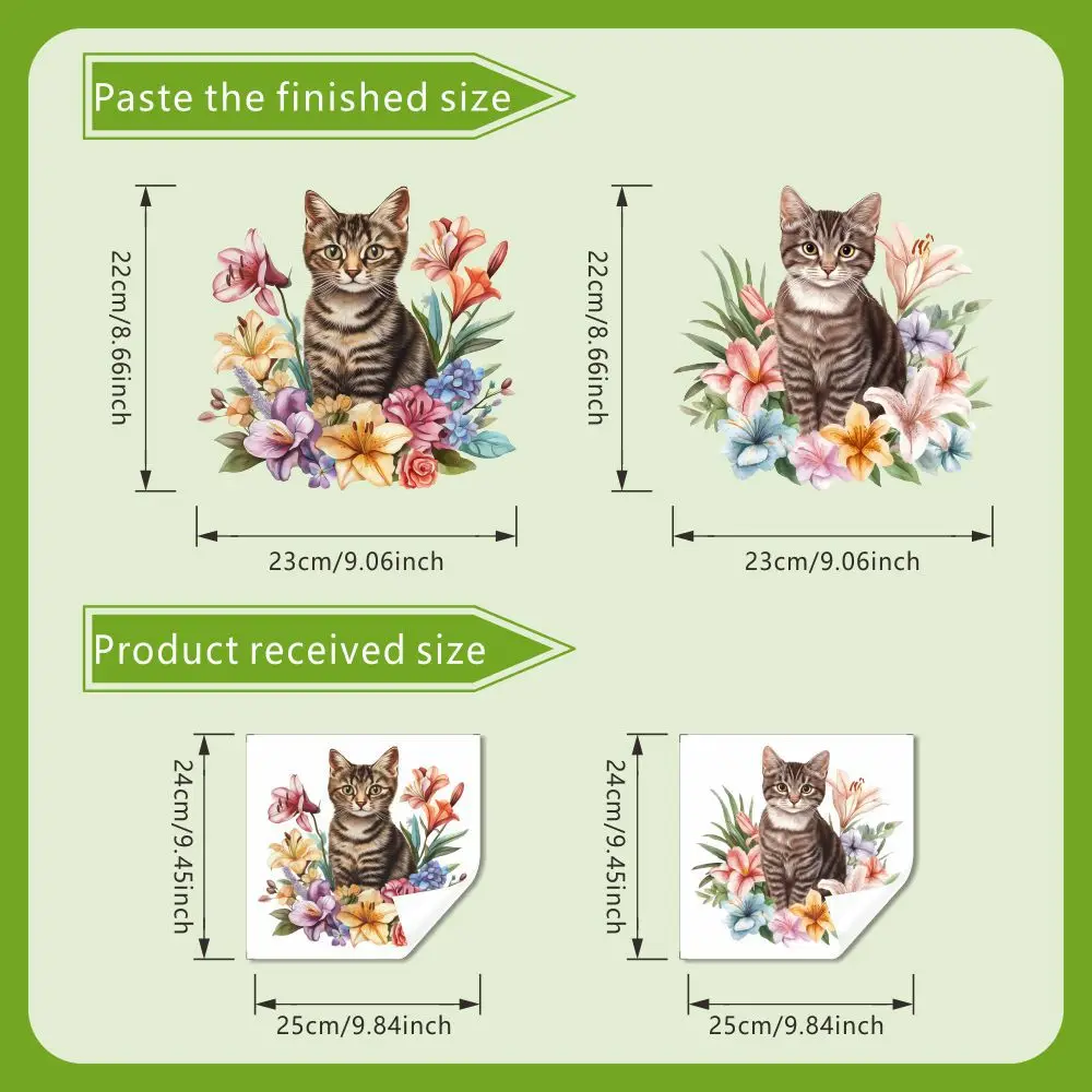 Lovely Cat Bouquet Toilet Decal Adhesive Bathroom Decor Waterproof PVC Mural Art Modern Home Restroom Decoration