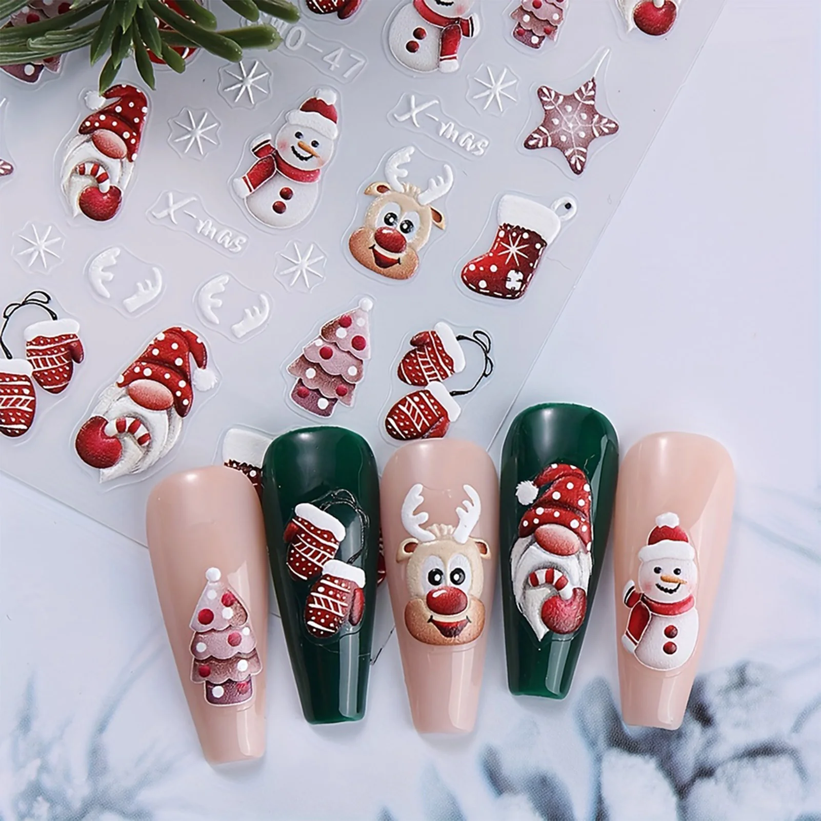 Christmas Element Manicure Nail Decals Cartoon Santa Claus Pattern Nail Stickers for Party Nail Art Supplies