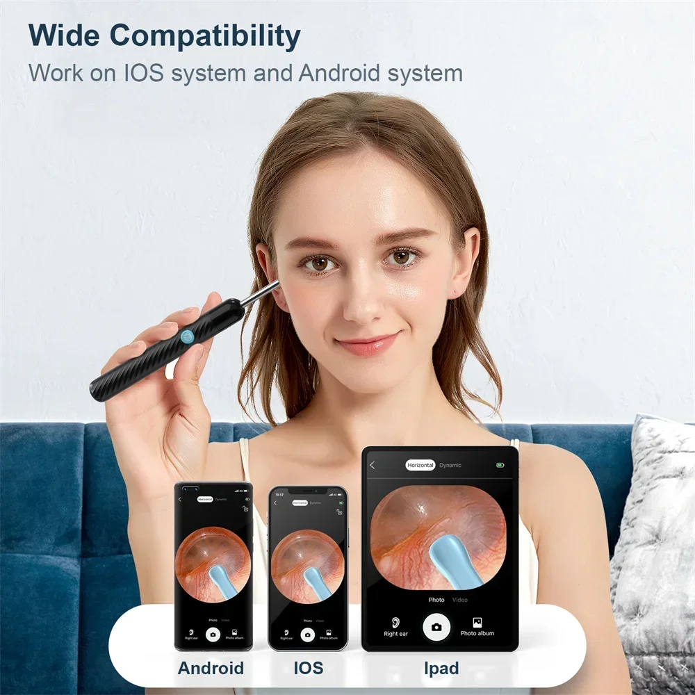 

1Set Ear Cleaner with Camera HD Wireless Earwax Remover LED Lights Waterproof Otoscope Ear Wax Removal Kit for Ios Android