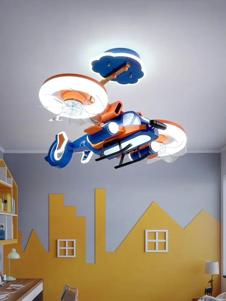 Kids Airplane Lights Fan Lights Boys Room Lights Creative Cartoon Fighter Model Boys Bedroom Lights Ceiling Lights