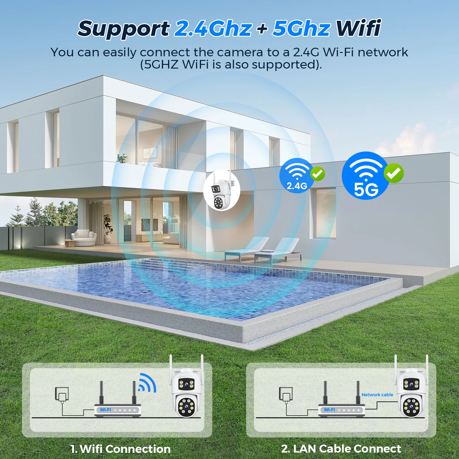 security protection camara vigilancia wifi iptCámara IP de doble lente para exteriores, videocámara PTZ con WIFI, 4K, 8MP, pantalla Dual, 4MP, HD,