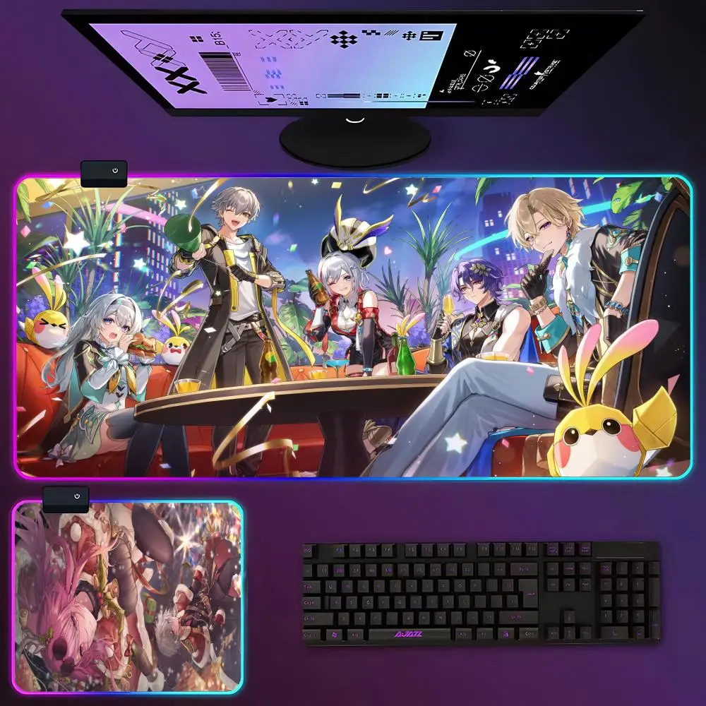 

Honkai Star Rail Trailblazer Mouse Pad RGB Luminous 700X400mm Large Table Pad Encrypted Anti Skid Super Large Mouse Pad