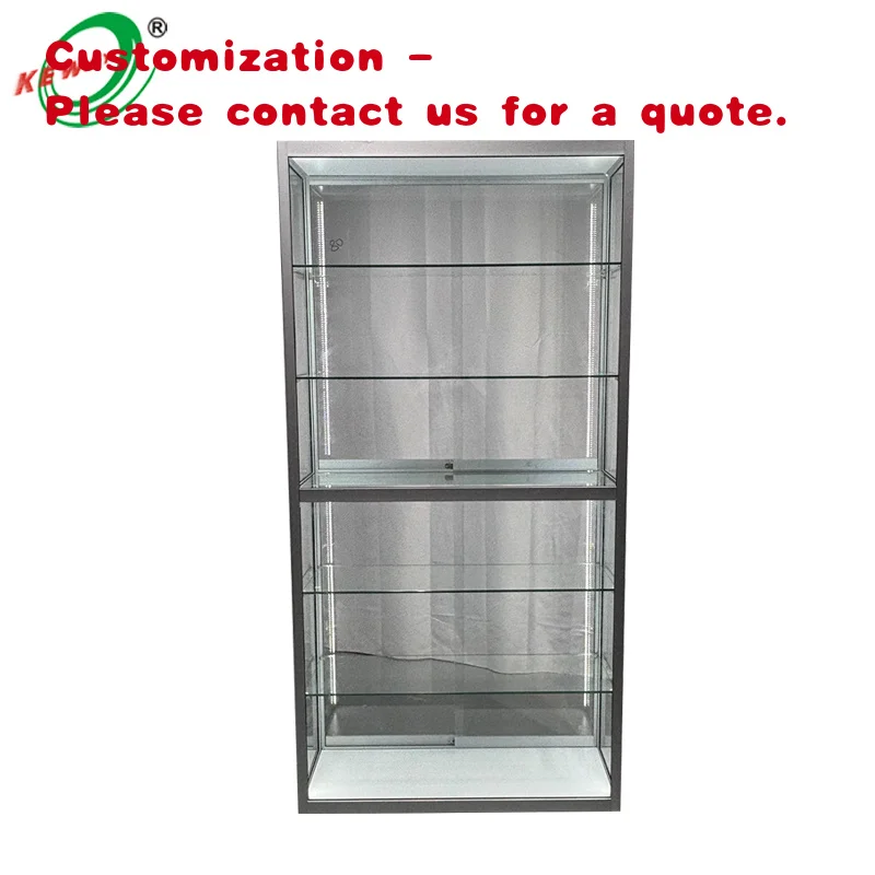 custom.KEWAY KF-124 Full 5-Shelf Action Figure Display Showcase with LED Light and Tempered Glass Retail Stores