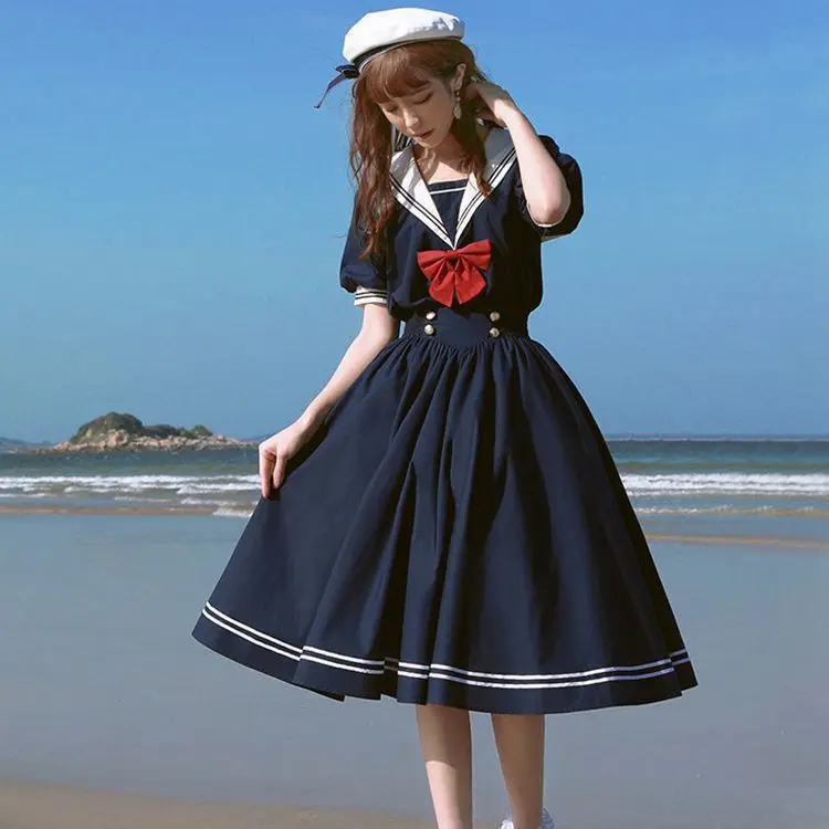 CGC Japanse matrozenpakje zomer damesjurken 2025, preppy stijl lolita jk midi-jurken casual matrozenkraag elegante feestjurk