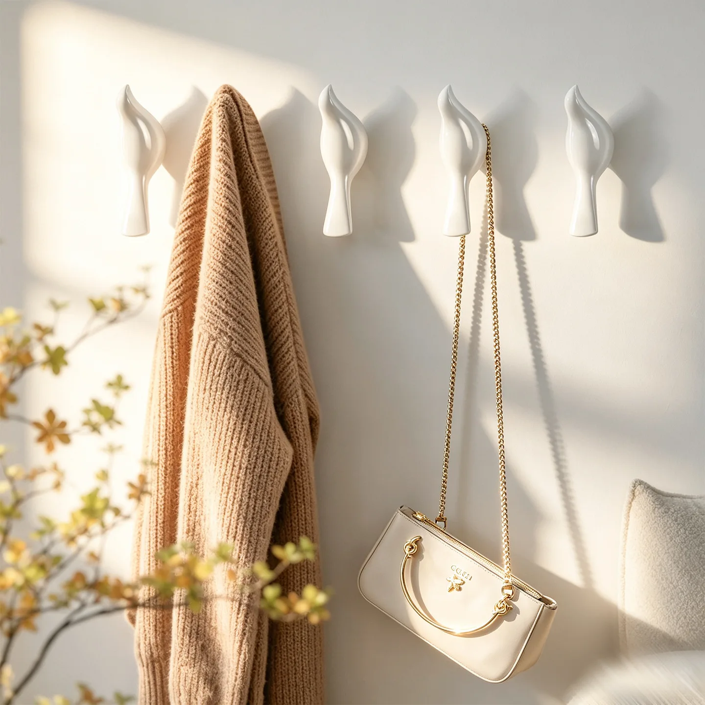 Nordic Chic Birds Wall Hook Sculpture Decorative Animal Coat Hook Resin Key Hanger for Living Room Entrance Porch Home Decor