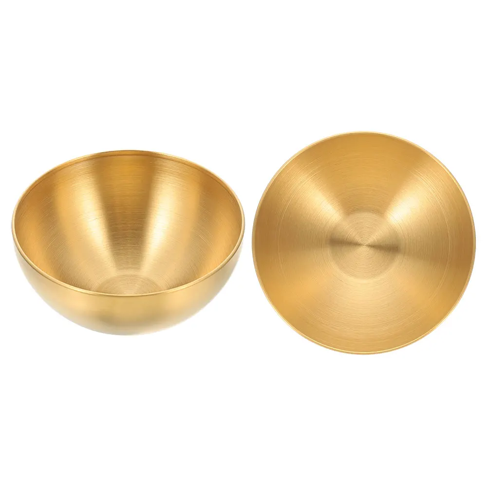 

2pcs Gold Stainless Steel Fruit Salad Bowls 15cm Single Multi-Function Salad Bowl. Convenient Food Bowl Layer Reusable Kitchen