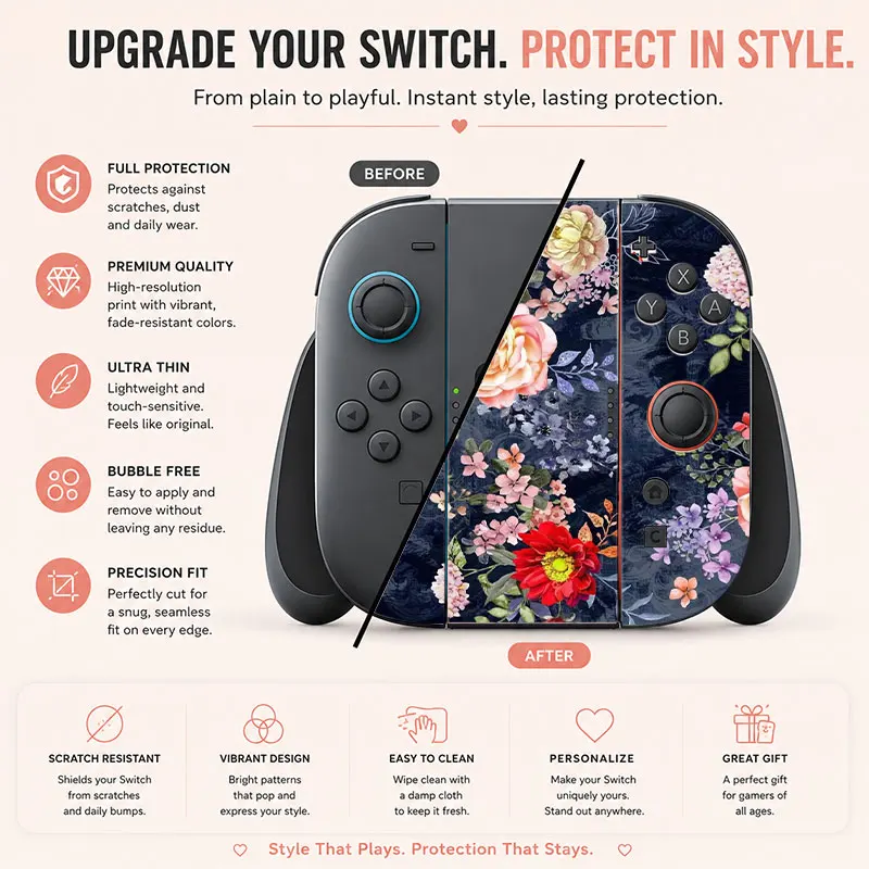Creative pattern SWITCH game console protective film, with natural touch and comfortable feel, featuring personalized designs