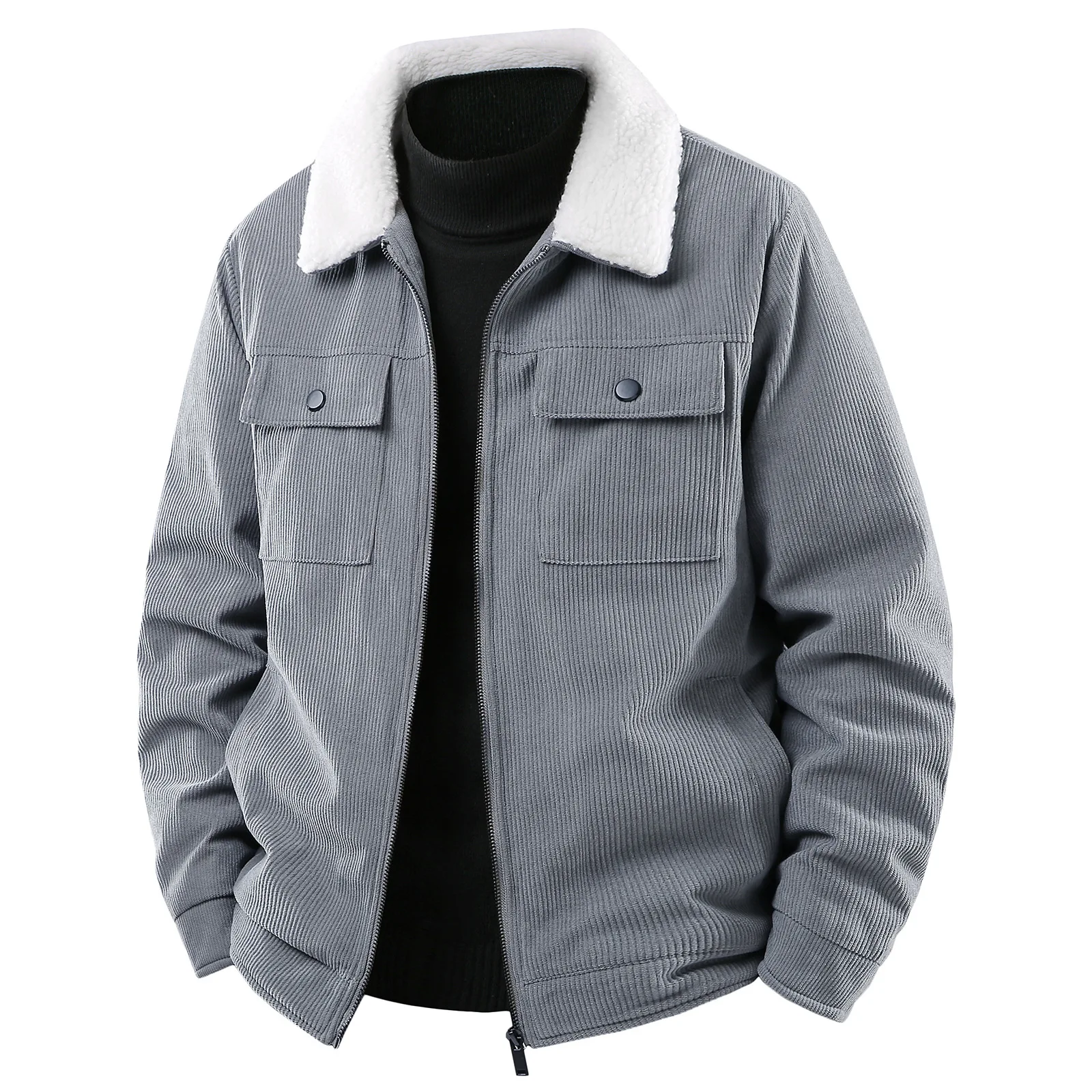 

Новая мужская флисовая и утолщенная вельветовая куртка осенью и зимой, рабочая одежда с лацканами, универсальная куртка и куртка на хлопковой подкладке.