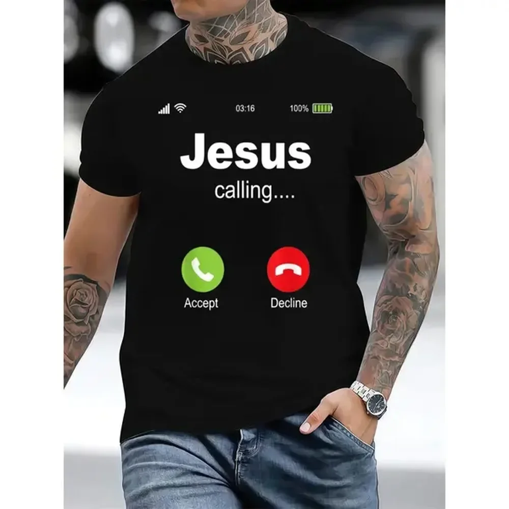 [100% Cotton] 100% Cotton Jesus Calling - Christian Religious Bible Church T-Shirt T-Shirt For Men And Women