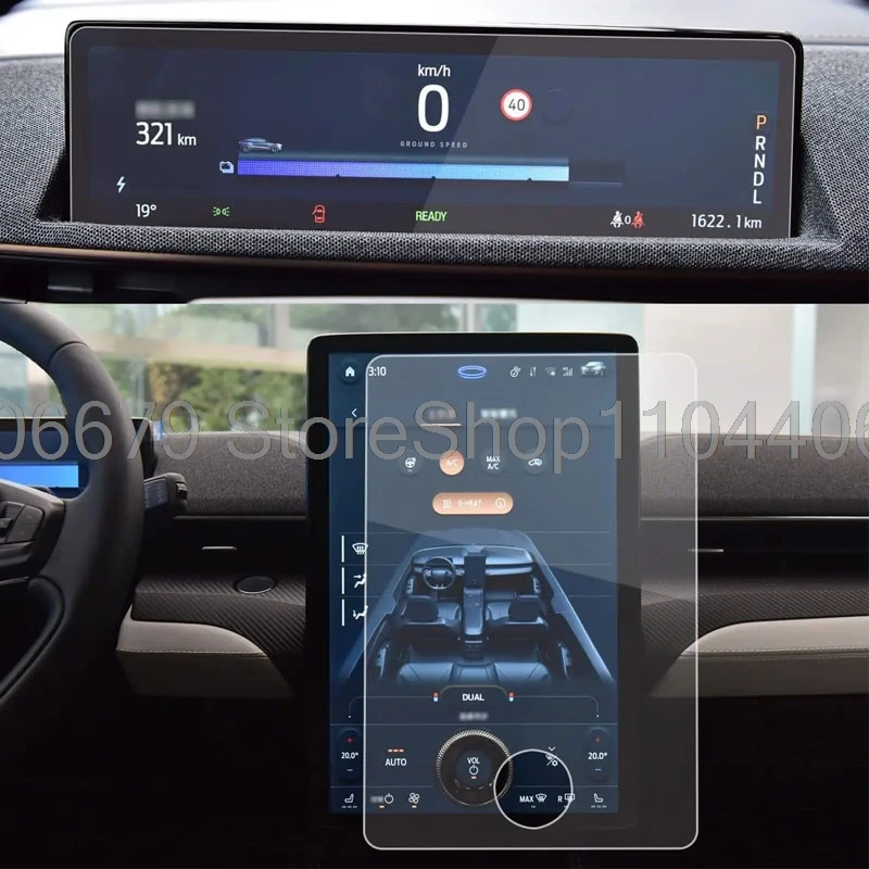 Tempered glass scree protector film For Ford Mustang Mach-E 2024 2025 Car 15.5inch car gps Navigation and 10.2 Inch Dashboard