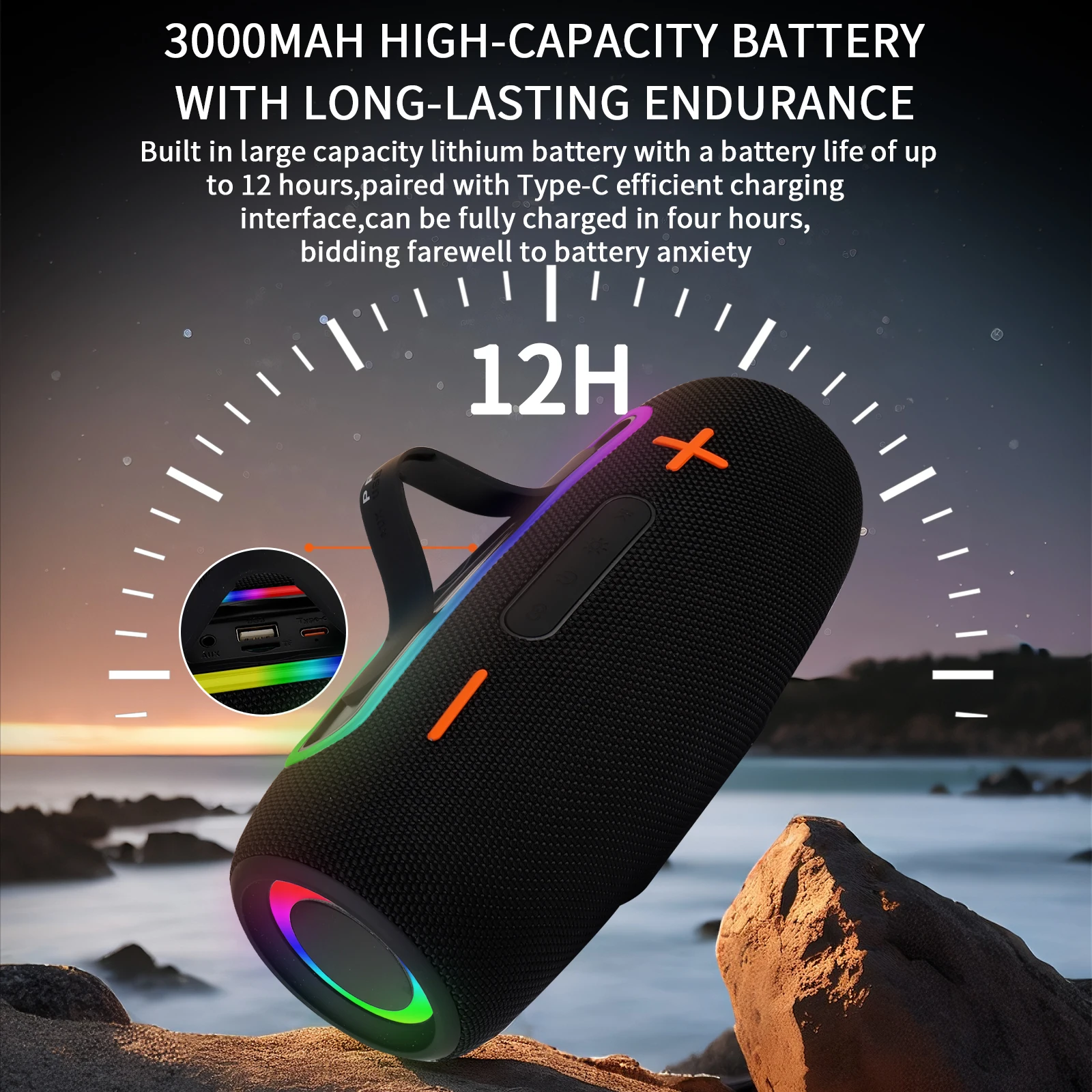 

QUEED New P PRO9 Bluetooth Speaker Portable 20W High Power RGB Fabric Handle Outdoor Bass Subwoofer