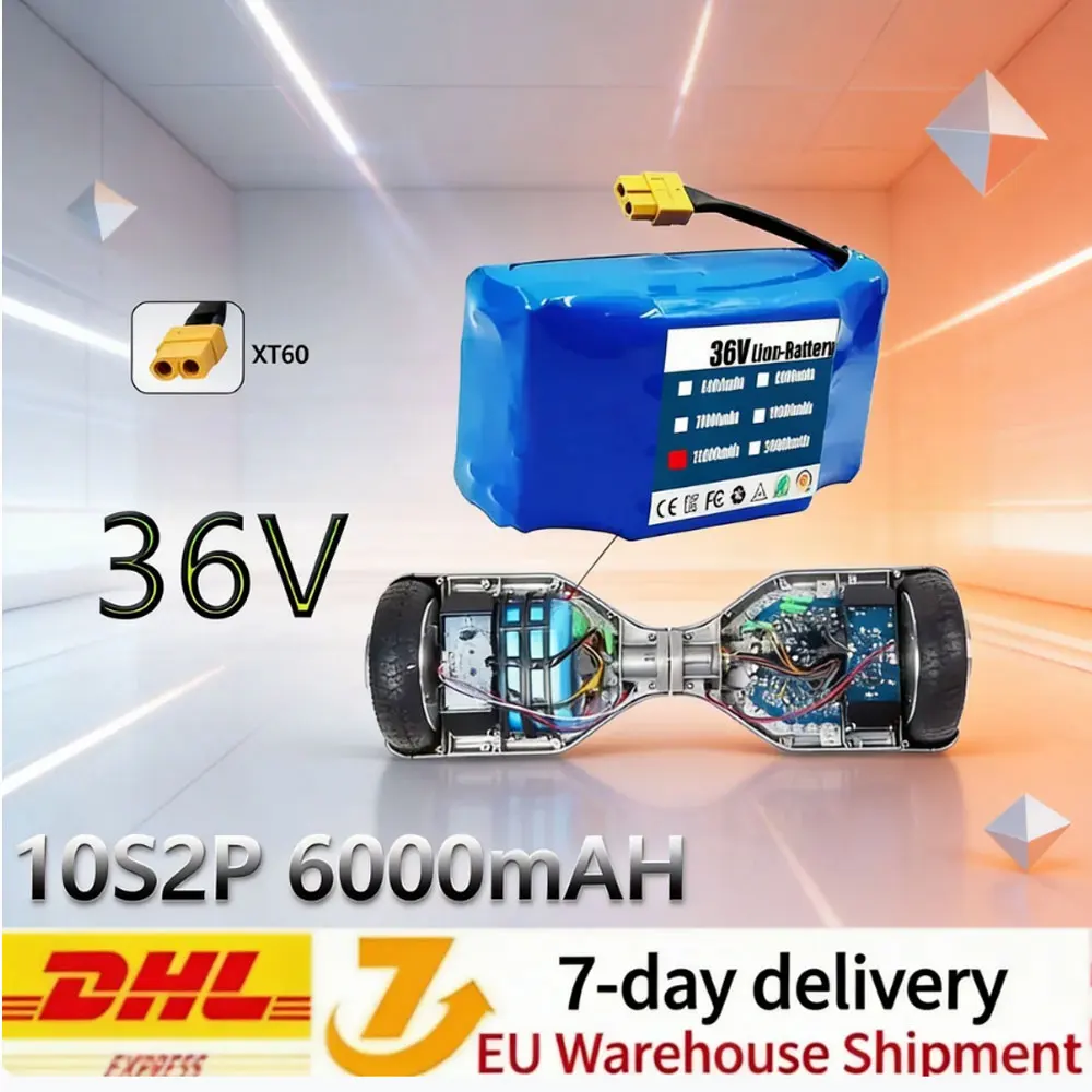 Batterie Lithium-Ion Rechargeable 36V 12000mah, 10S2P, pour Scooter électrique auto-équilibré, monocycle HoverBoard