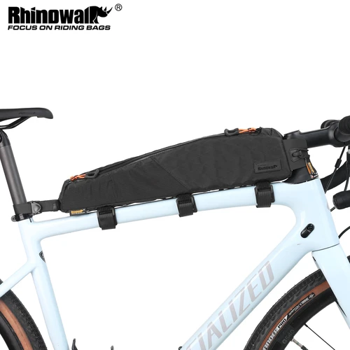 Imagen 1 del producto Rhinowalk-bolsa para tubo superior de bicicleta, bolsa para cuadro frontal repelente al agua para ciclismo de montaña y bicicleta de carretera con longitud de cuadro más grande de 18 pulgadas o