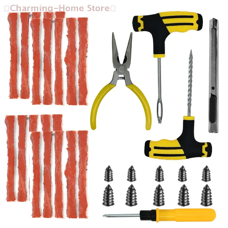 【P】Emergency Tire Repair Kit - Quick Fix Heavy-Duty Glue & Rubber Strips For Cars/Trucks/RVs Puncture On-the-Go Safety