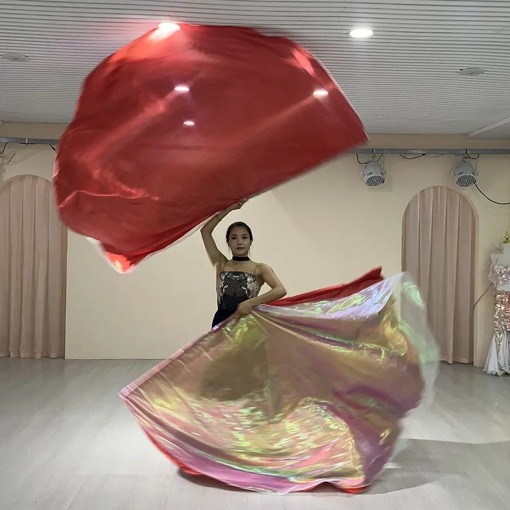 Varillas escalables de doble capa con palos telescópicos, accesorios de danza del vientre, banderas semicirculares Multicolor para fiesta de baile