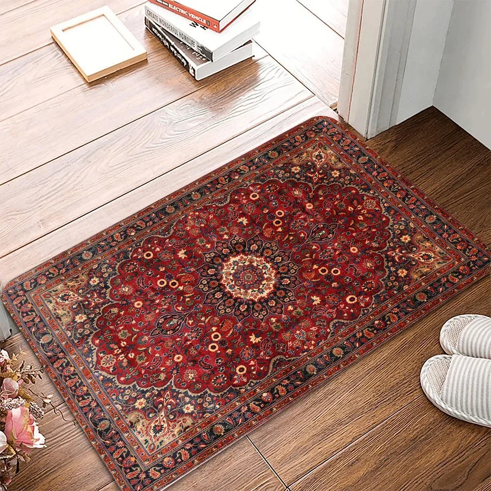 National Persian Design Bathroom Non-silp Doormat Suitable for Living Room Entrance Decorations and Accessories Pad Bedroom Rugs