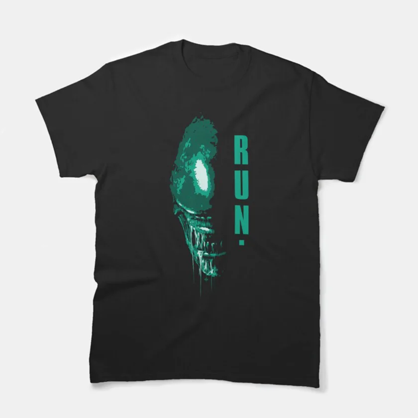 Alien Xenomorph Run Horror Sci-Fi Alien Weyland-Yutani space Scream scary film Xenomorph printed t shirt for men plus size tee