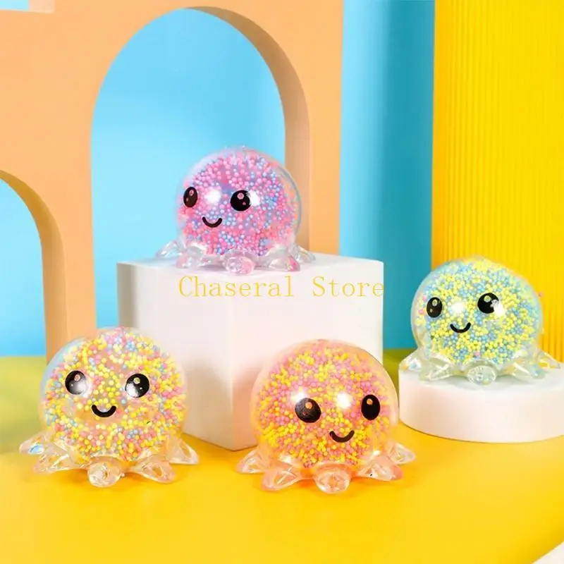 E7CE Octopus Ball with Funny Face LED Stress for Adults Pressure