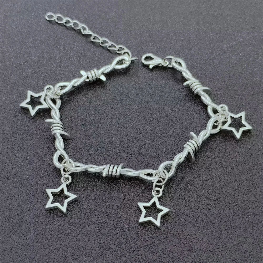 Small Wire Brambles Women Bracelet Men Star Sword Blade Hip Hop Jewelry Gothic Punk Style Barbed Little Thorns Pulsera Gift