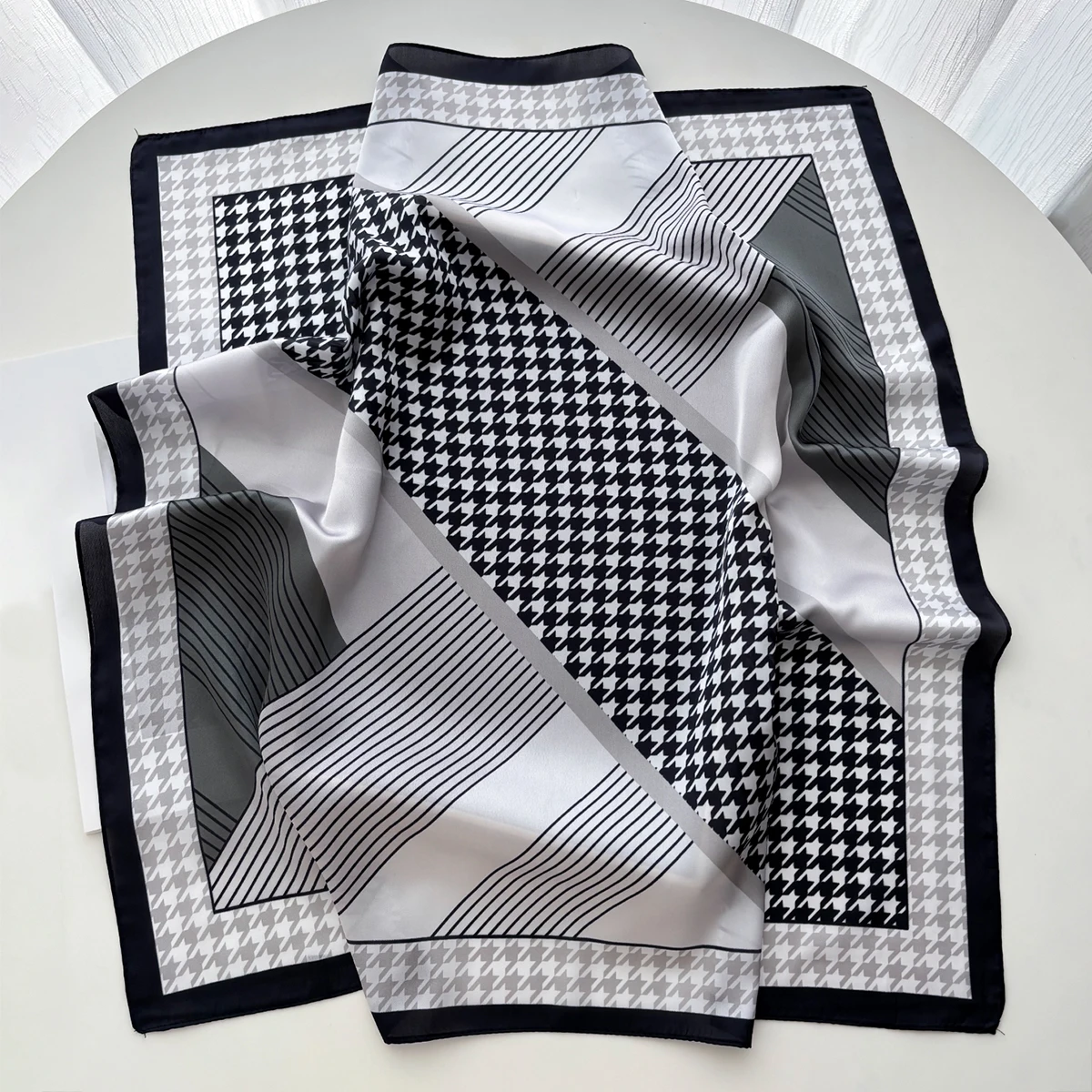 New Printed Square Scarf For Women Soft Satin Imitation Silk Scarves Bandanas Luxury Hijab Neckerchief Elegant Shawl Wraps view 5