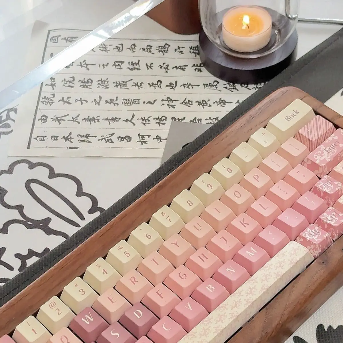 Pink Secret Garden Keycaps Cherry PBT Material For Mechanical Keyboards Gentle Simple And Cute Style Keycaps