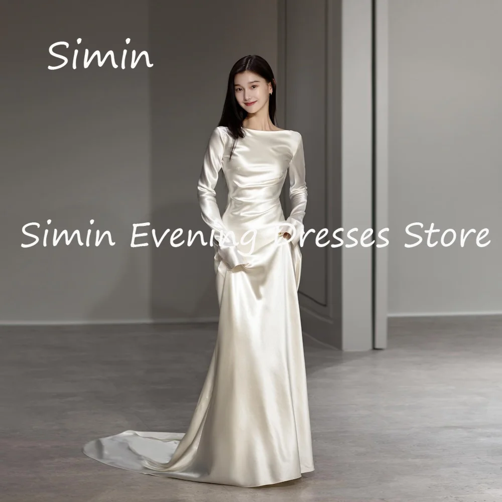 

Simin Satin A-line Backless Ruffle Popular Formal Prom Gown Floor-length Evening Elegant Party dresses for women 2023