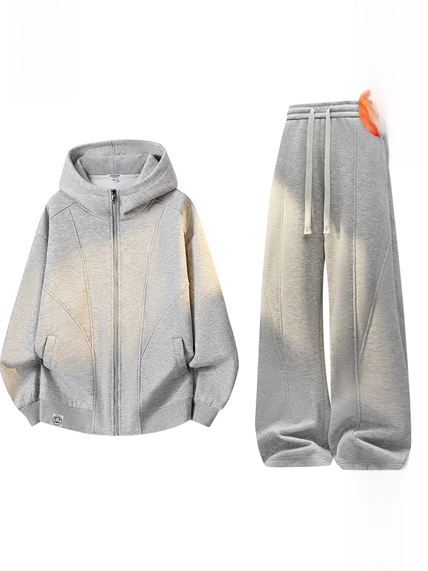 

PaulFrank Thiened Fce Lined Casual Set for Men Winter Hooded Sweatirt Straight Leg Pants Comfortable Warmth Youth Sle