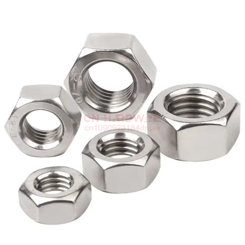 Hexagon Hex Nuts M1 M1.2 M1.4 M1.6 M2 M2.5 M3 M3.5 M4 M5 M6 M8 M10 M12 M14 M16 M18 M20 Hex Nut 304 Stainless Steel DIN934 Metric